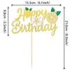 1 PCS Lemon Happy Birthday Cake Topper Assembled Glitter Fruit Theme Lemonade Party Cake Pick Decorations for Lemon Theme Baby Shower Kids Boys Girls Birthday Party Supplies view 2