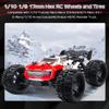 GLOBACT 1/8 1/10 17mm Hex RC Wheels and Tires RC Monster Truck Buggy PreGlued RC Tires and Rims with Foam Inserts for 1/10 TRX ERevo T-Maxx Summit Arrma KRATON Outcast RC Monster Truck (4Pcs) view 2