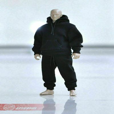 1/12 Scale Clothes Accessories Black Pullover Hoodie Sweater Pants Sweatpants Suit for 6'' Action Figure Body