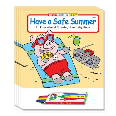 ZOCO  Have a Safe Summer Coloring Books (50 Bulk Pack, With Crayons)  End of School Year Activities for Kids