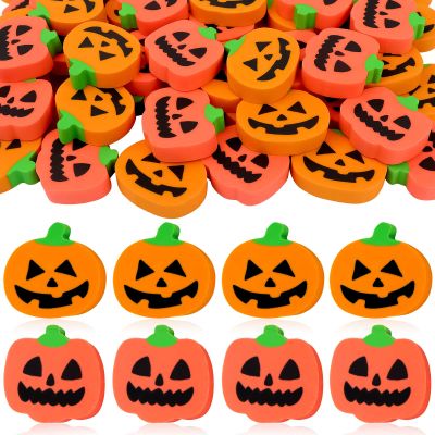 36 Pcs Halloween Pumpkin Erasers Bulk Mini Pencil Erasers Kids Cute Eraser for Classroom Homework Rewards School Student Prizes Holiday Party Favors Decorations Orange