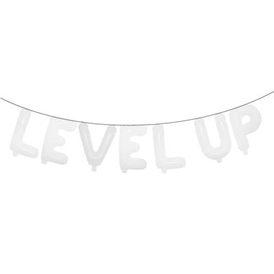 16 inch Multicolor Video Game Birthday Party Decorations for Boy Gamer Level Up Game Balloon for Gaming on Birthday Party Supplies Happy Birthday Banner (LEVEL UP White)