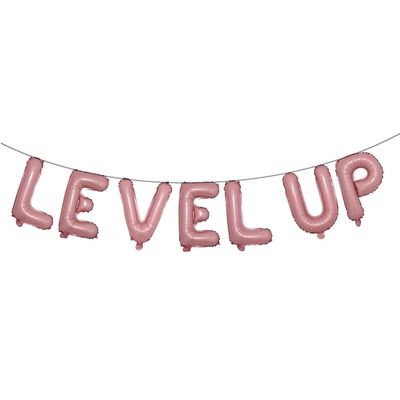 16 inch Multicolor Video Game Birthday Party Decorations for Boy Gamer Level Up Game Balloon for Gaming on Birthday Party Supplies Happy Birthday Banner (LEVEL UP Pink)