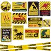 13 pcs Dinosaur Birthday Party Supplies, Dinosaur Party Decorations for Boys Kid Birthday Party Baby Shower11.8 inch Dinosaur Theme Party wall Decor Signs with Yellow Caution Tape view 1