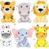 Aoriher 6 Pcs Mini Stuffed Forest Animal Bulk Jungle Plush Animal 4 Inch Plush Elephant Lion Tiger Giraffe Panda for Baby Shower Christmas Birthday Gift Stuffer Themed Party Decoration(Lovely) view 1