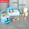 TAKIHON Dollhouse Furniture, Kitchen & Bathroom Toy Set,Fridge Washing Machine Set for Kids,Dollhouse Miniature Accessories,Educational Pretend Play Toys for Toddler,Boys & Girls view 4