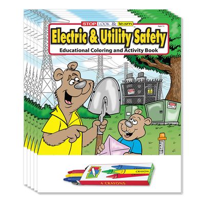 ZOCO Electric & Utility Safety Coloring Books (50 Bulk Pack, With Crayons) Games, Puzzles, Activities for Kids