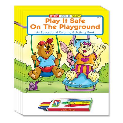 ZOCO Play It Safe on the Playground Coloring Books (50 Bulk Pack, With Crayons) Educational Games, Puzzles, Activities for Kids