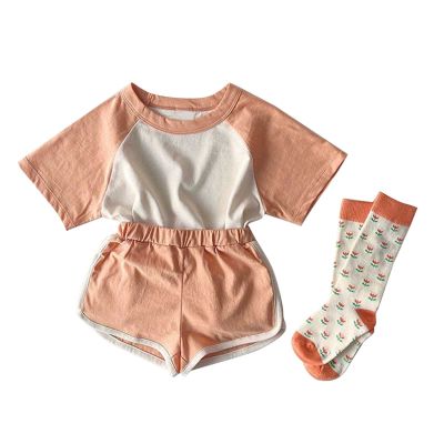 Baby Newborn Infant Girls Boys Cotton Summer Patchwork Color Block Short Sleeve Tshirt Clothe for (Orange-`, 3-4 Years)
