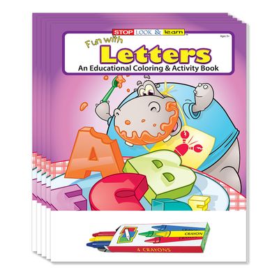ZOCO Educational Alphabet Coloring Books for Kids (50 Bulk Pack, with Crayons) Preschool & Kindergarten Learning Activities ABC Letters, Games, and Puzzles Classroom or Teacher Supplies