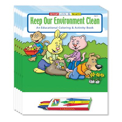 ZOCO Keep Our Environment Clean Kids Coloring Books (50 Bulk Pack, With Crayons) Conservation, Recycling Earth Day Supplies Educational Activities for Kids