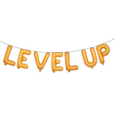 16 inch Multicolor Video Game Birthday Party Decorations for Boy Gamer Level Up Game Balloon for Gaming on Birthday Party Supplies Happy Birthday Banner (Level UP Orange)