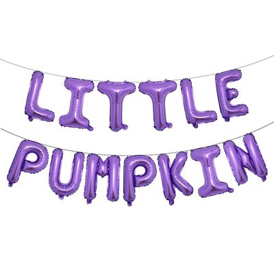16 Inch Little Pumpkin Letter Balloons Multicolor Mylar Aluminum Foil for Thanksgiving Day Halloween Party Decoration (LITTLE PUMPKIN Purple)