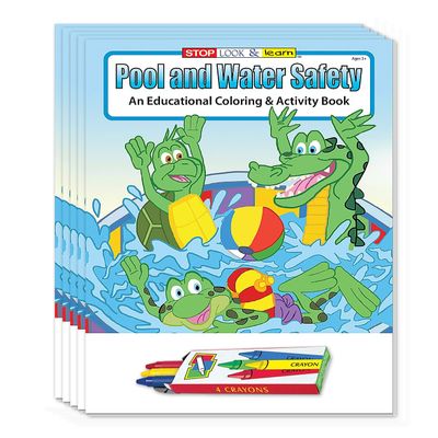 ZOCO Pool and Water Safety Coloring Books (50 Bulk Pack, with Crayons) Prevent Drowning and Water Safety Awareness Handout for Kids