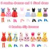 84 Pack Doll Clothes and Accessories with Doll Closet for 11.5 Inch Doll Fashion Design Kit Girl Including Wedding Dress Fashion Dress Outfits Tops and Pants Shoes Hangers Bags Necklaces view 4