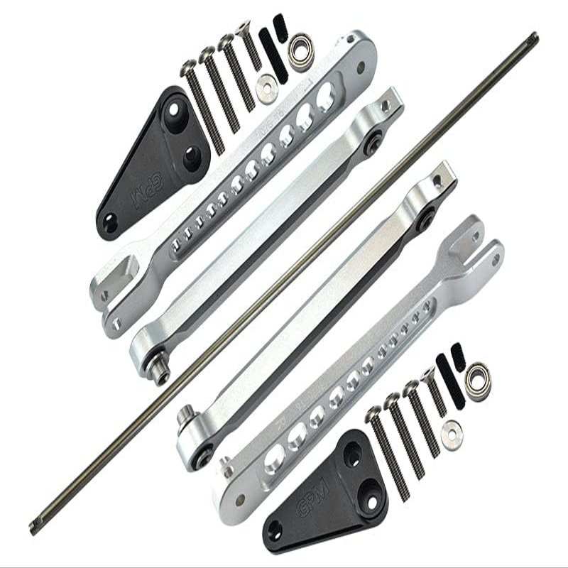 GPM For Losi 1/10 Hammer Rey U4-LOS03030 Upgrade Parts Aluminum 7075-T6 Rear Anti Swing Rod & Stabilizer Bar - 23Pc Set Silver