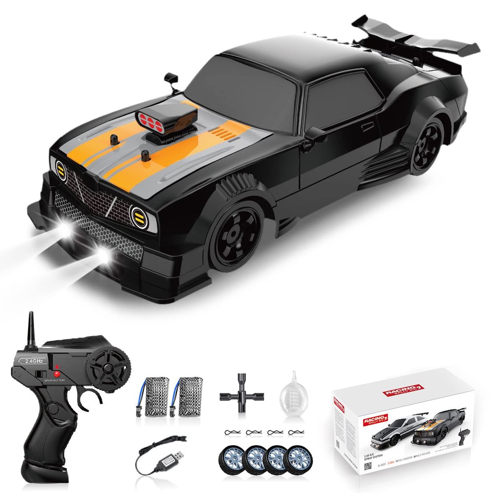 Sakeye RC Drift Car 2.4GHz 1:16 Scale 4WD High Speed Remote Control Cars Vehicle with LED Lights Two Batteries and Drifting Tires Racing Sport Toy Cars for Adults Boys Girls Kids