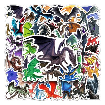 50Pcs Magic Dragons Stickers, Pterosaur Fantasy Dragon Vinyl Waterproof Decals for Water Bottles, Luggage, Computer, Cellphone, Skateboard, Dragons Stickers for Kids Teens