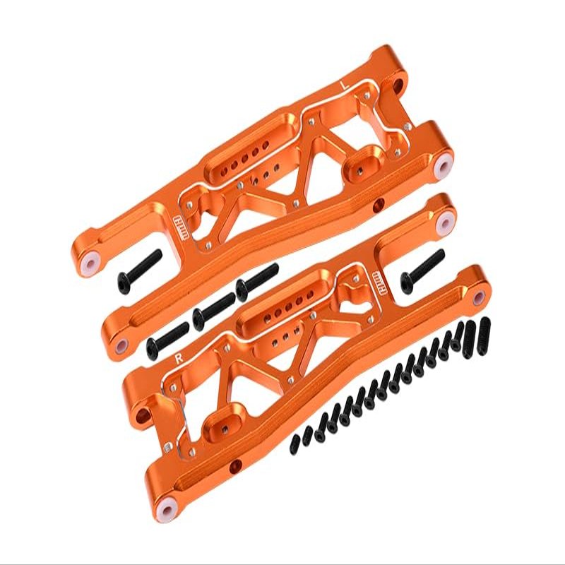 Aluminum 6061-T6 Front Lower Arms For Traxxas 1/8 4WD Sledge Monster Truck 95076-4 - 23Pc Set Orange