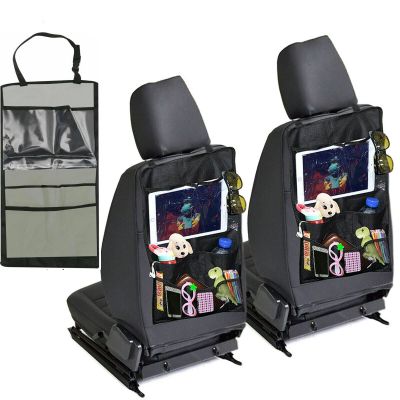 2 Packs Car Organiser Car Seat Organiser Tablet Holder Storage Kick Mats Kids Toys iPad Tablet Pockets (Grey X2)