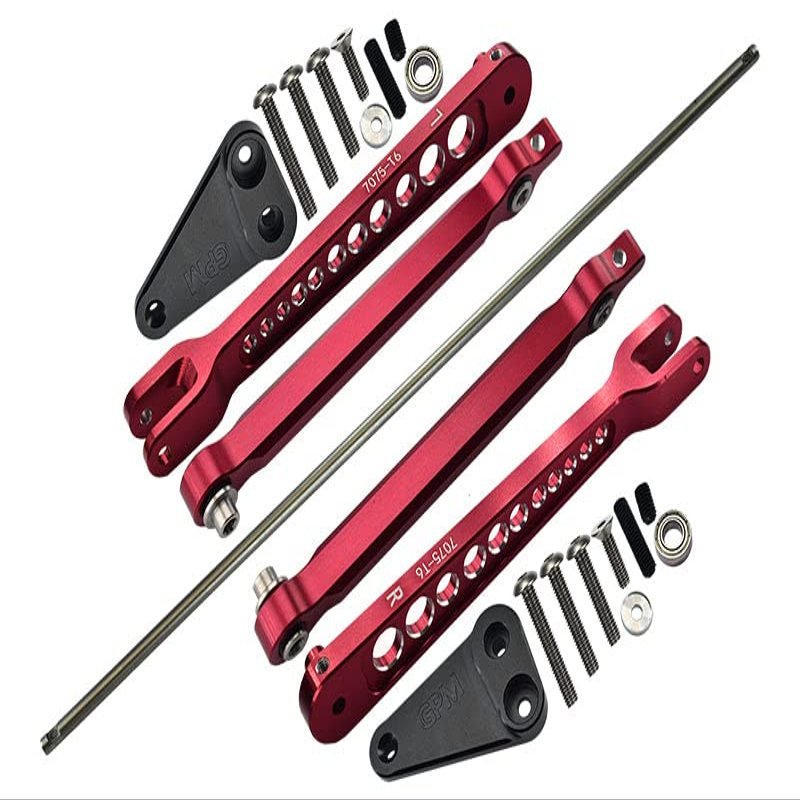GPM For Losi 1/10 Hammer Rey U4-LOS03030 Upgrade Parts Aluminum 7075-T6 Rear Anti Swing Rod & Stabilizer Bar - 23Pc Set Red