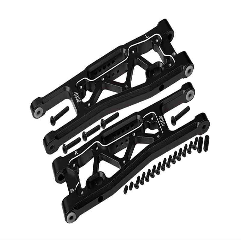 Aluminum 6061-T6 Front Lower Arms For Traxxas 1/8 4WD Sledge Monster Truck 95076-4 - 23Pc Set Black
