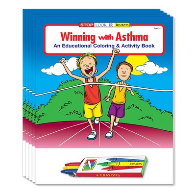 ZOCO Learn about Asthma Coloring Books (50 Bulk Pack, With Crayons) Educational & Fun Games, Puzzles, Activities for Kids