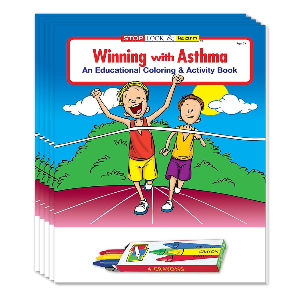 ZOCO  Learn about Asthma  Coloring Books (50 Bulk Pack, With Crayons)  Educational & Fun Games, Puzzles, Activities for Kids