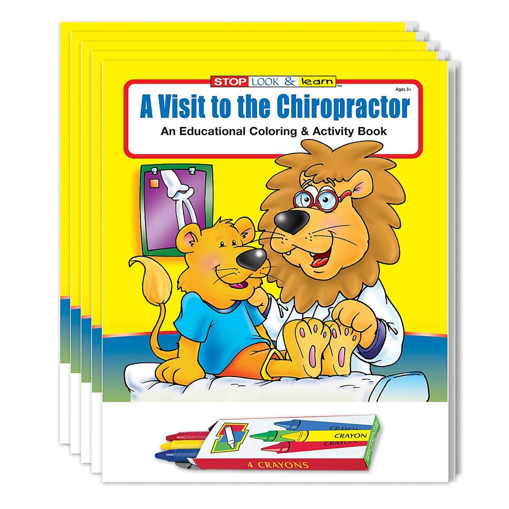 ZOCO  A Visit to the Chiropractor's Office  Educational Coloring Books (50 Bulk Pack, With Crayons)  Chiropractor Supplies  Activities for Kids