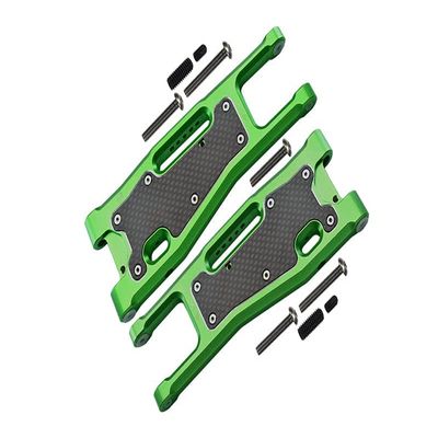 Aluminum 6061-T6 Front Lower Arms + Carbon Fibre Dust-Proof Protection Plate For Traxxas 1/8 4WD Sledge Monster Truck 95076-4 - 25Pc Set Green