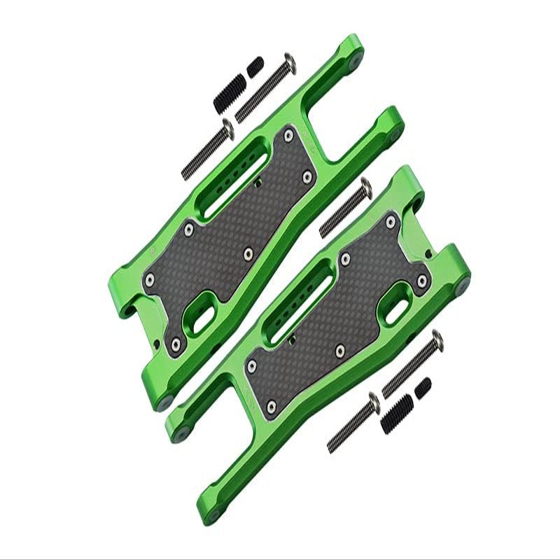 Aluminum 6061-T6 Front Lower Arms + Carbon Fibre Dust-Proof Protection Plate For Traxxas 1/8 4WD Sledge Monster Truck 95076-4 - 25Pc Set Green