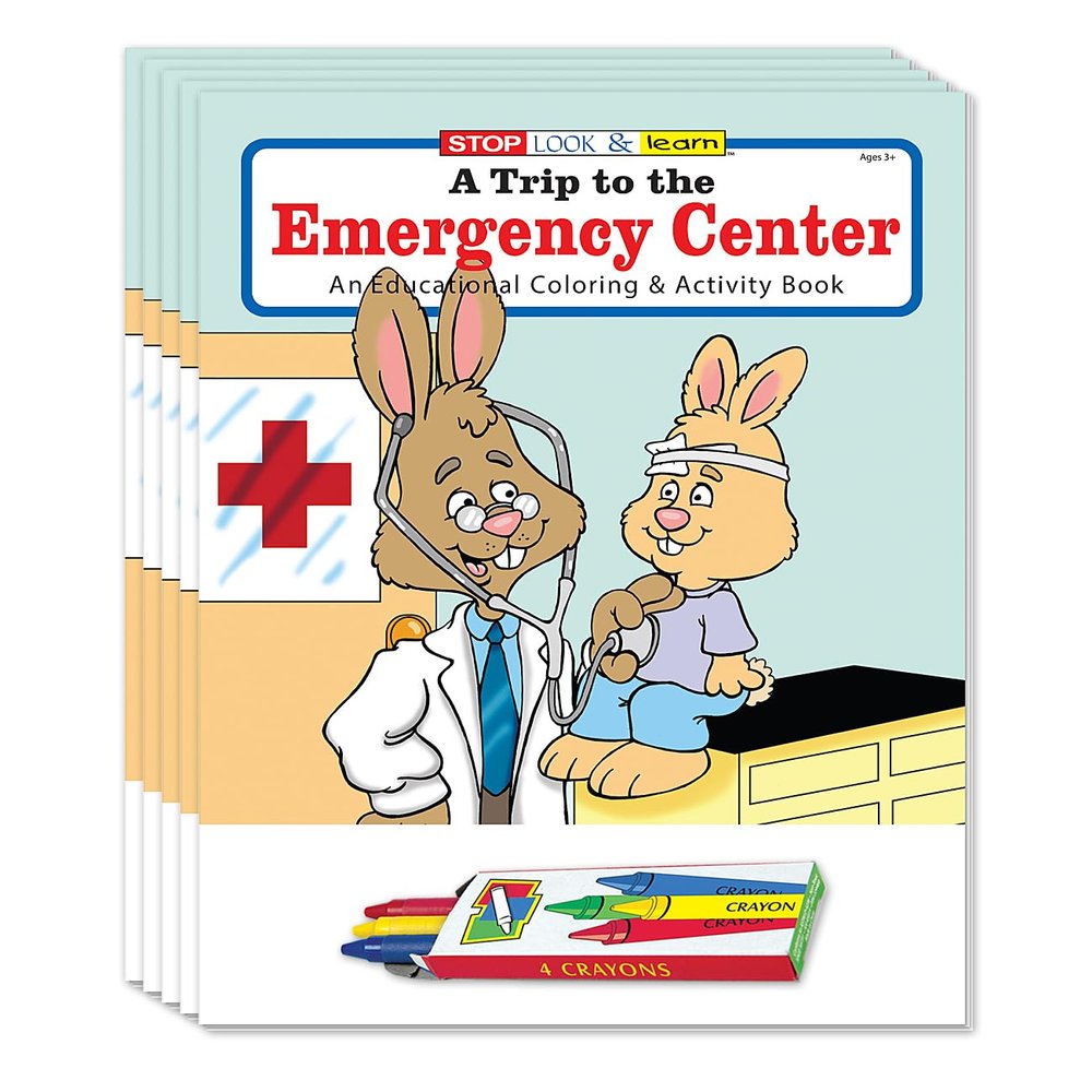 ZOCO Emergency Room (ER) Coloring Books for Kids (50 Bulk Pack, With Crayons) Learn About Hospitals, Doctors & Nurses Educational Activity Book for Hospital Visits