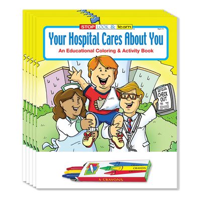 ZOCO  Your Hospital Cares About You Coloring Books (50 Bulk Pack, With Crayons)  Educational Games, Puzzles, Activities for Kids