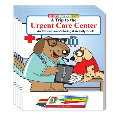 ZOCO Visit to the Urgent Care Center Kids Educational Coloring Books (50 Bulk Pack, With Crayons) Safety & Emergency, Hospital Handout Games, Puzzles, Fun Activities for Kids
