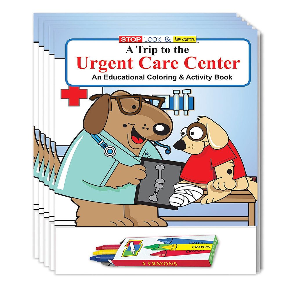 ZOCO  Visit to the Urgent Care Center  Kids Educational Coloring Books (50 Bulk Pack, With Crayons)  Safety & Emergency, Hospital Handout  Games, Puzzles, Fun Activities for Kids