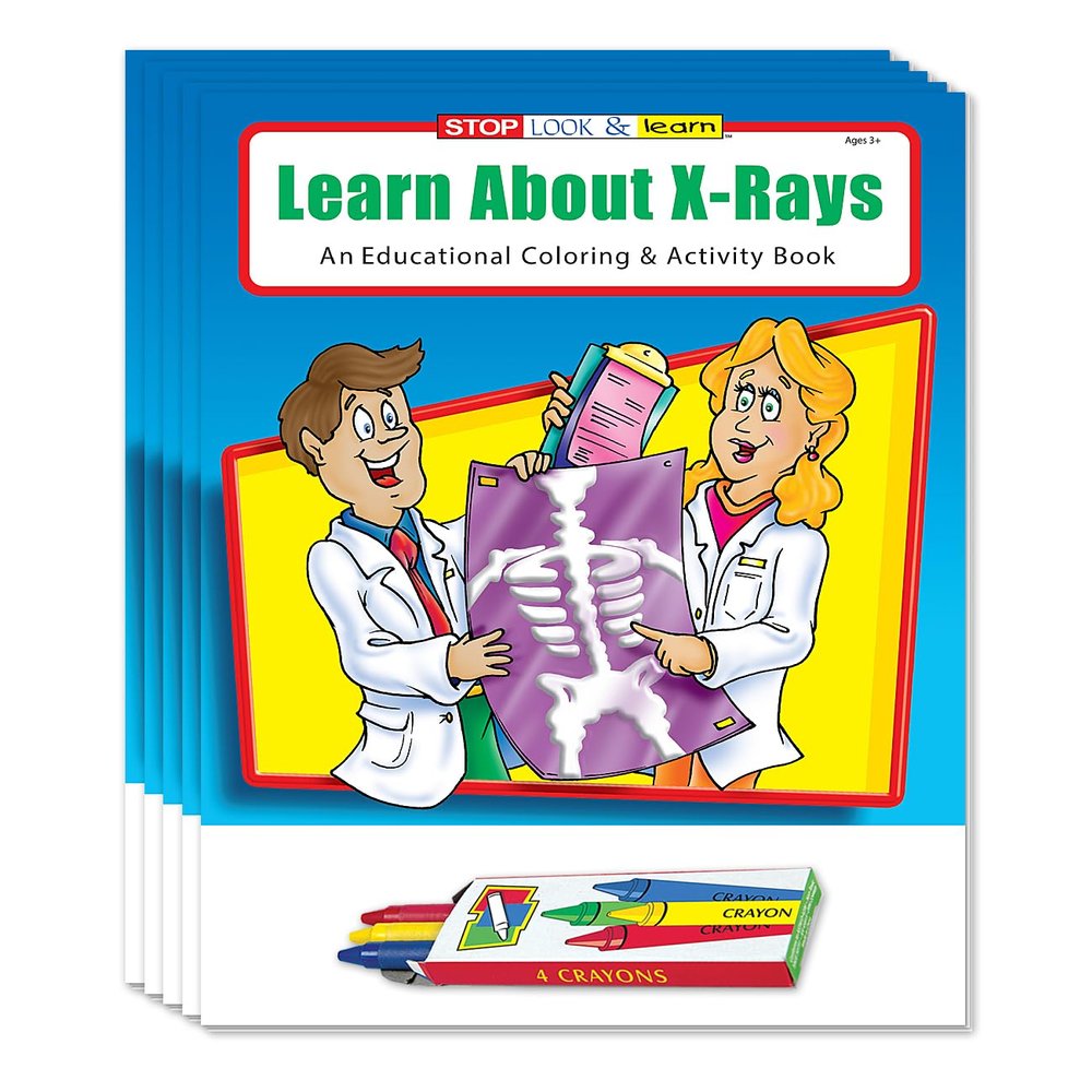 ZOCO Learn About XRays Educational Coloring Books (50 Bulk Pack, with Crayons) Hospital, Pediatrician Office Supplies Games, Puzzles, Fun Activities for Kids