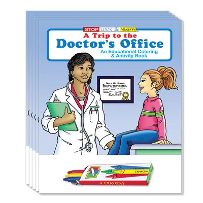 ZOCO  A Trip to The Doctor's Office  Coloring Books (50 Bulk Pack, with Crayons)  Games, Puzzles, Activities  Health Handout for Kids