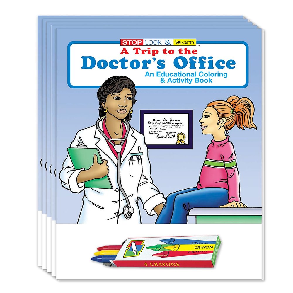 ZOCO  A Trip to The Doctor's Office  Coloring Books (50 Bulk Pack, with Crayons)  Games, Puzzles, Activities  Health Handout for Kids