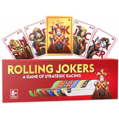 Nerkin Games Rolling Jokers - The Ultimate Wooden Jokers and Marbles Game - Premium Gift for Families, Grandparents & Friends - Classic Card Strategy Meets Modern Fun - Ages 8+