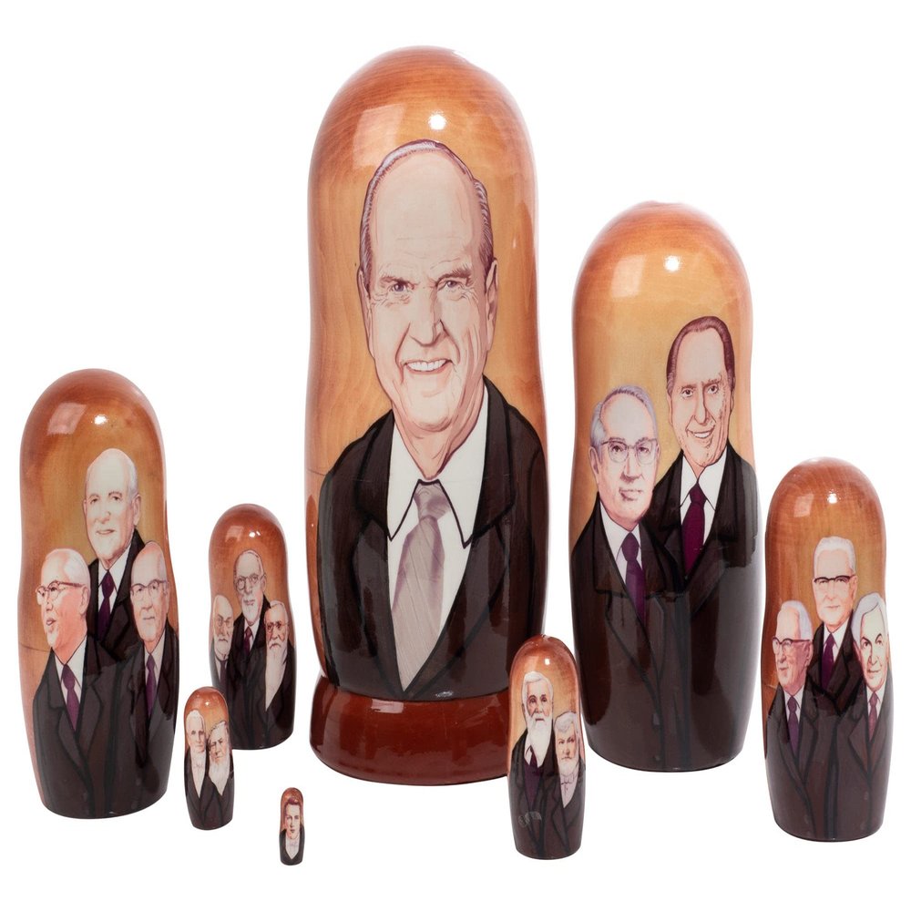 Golden Cockerel LDS Prophets Nesting Doll 8pc./8''