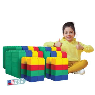 Big Blocks for Kids Ages 4-8 Indoor & Outdoor Blocks for Kids Games Large Building Blocks (192 pc) Jumbo Set