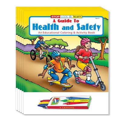 ZOCO  Health and Safety Coloring & Activity Books for Kids (50 Bulk Pack, With Crayons)  Educational Wellness Activities for Ages 3+