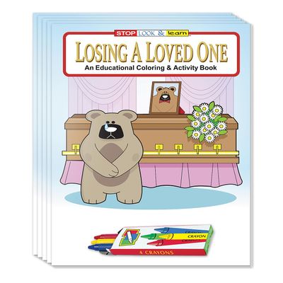 ZOCO Losing a Loved One Coloring and Activity Books (50 Bulk Pack, with Crayons) Funeral Home, Church Handouts for Kids