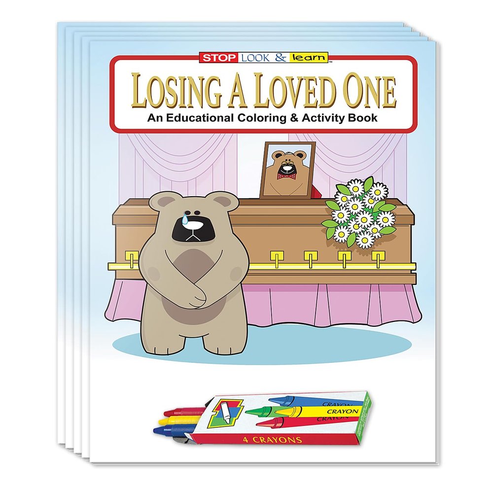 ZOCO Losing a Loved One Coloring and Activity Books (50 Bulk Pack, with Crayons) Funeral Home, Church Handouts for Kids