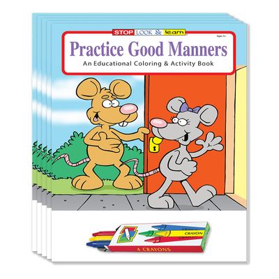 ZOCO Practice Good Manners Coloring Books (50 Bulk Pack, With Crayons) Positive Behavior Management, Games, Puzzles, Activities for Kids