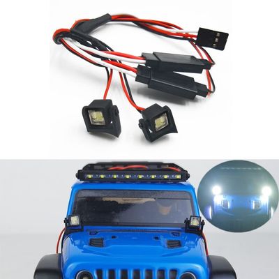 1/24th RC Car Front Lights White LED Spotlight Roof Rack Lights Upgrade for Axial SCX24 AXI00005 Gladiator JLU CRC RC Crawler Truck Car Accessories