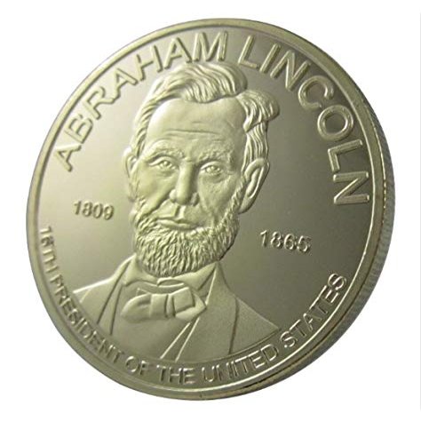 16th President of The U.S. United States | Abraham Lincoln 1809-1865 | Gold Plated Challenge Coin
