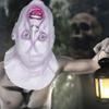 Halloween Realistic Upside Down Head Horror Ghost Mask White Latex Full Headgear for Cosplay Masquerade Party Props (B) view 3