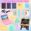 22 PCS 6 inch Dolls School Set - Doll Clothes and Accessories Including 2 Clothes Sets 3 Fashion Dresses 1 Computer 1 Glasses and 15 pcs Study Accessories view 4