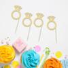 24Pcs Gold Glitter Diamond Ring Donut Toppers Cupcake Picks Wedding Cake Decorations for Bridal Shower Wedding Engagement Party Decorations view 3